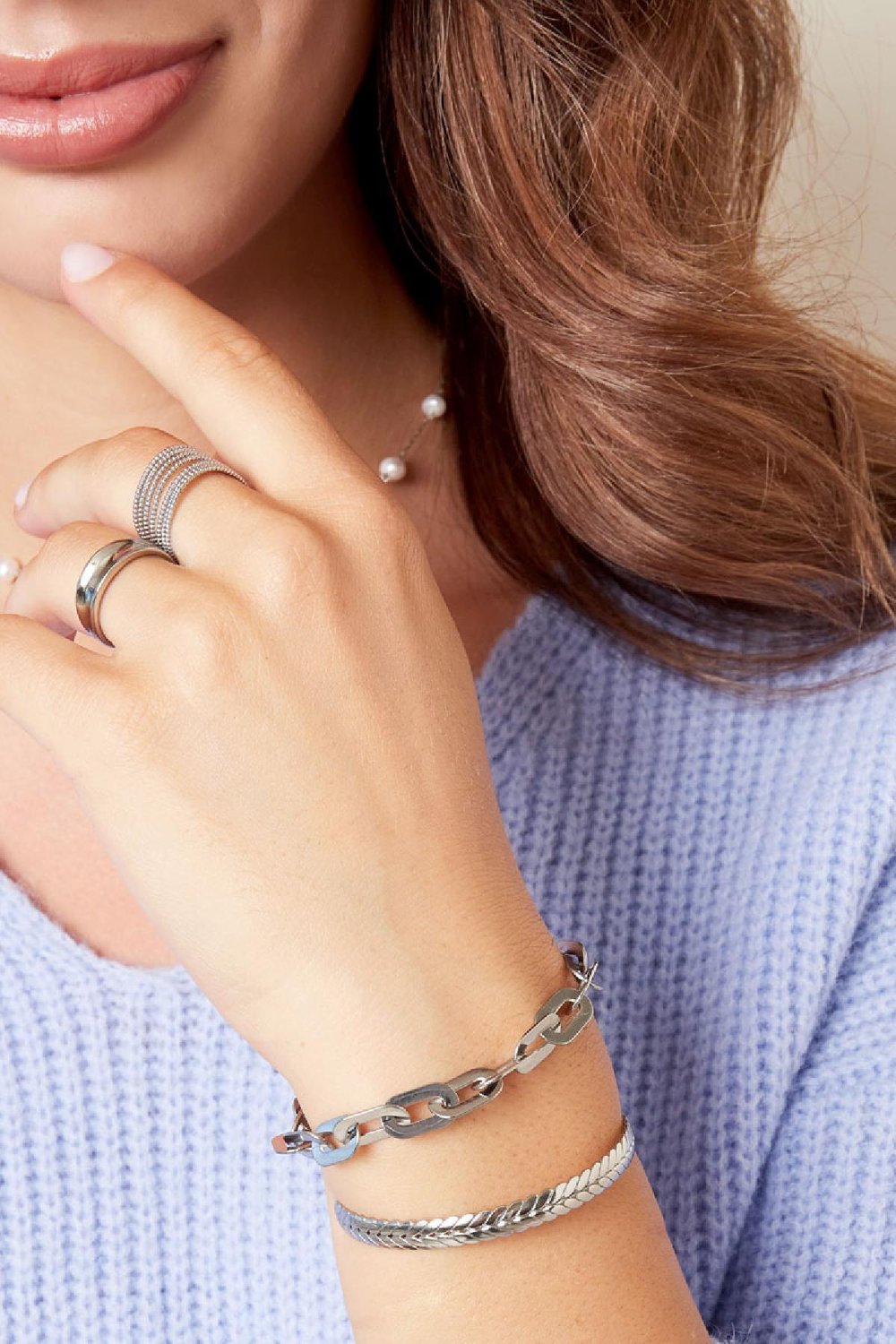 Bracelet à maillons chic Couleur or Acier inoxydable h5Image2